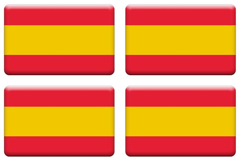 PEGATINA RECTANGULAR BANDERA DE ESPAÑA RESINA 4 UNIDADES