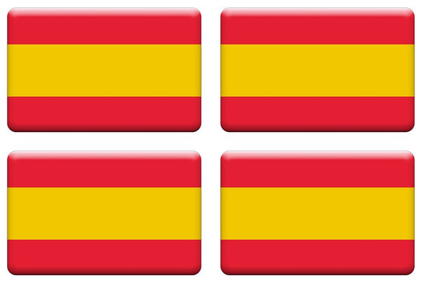 PEGATINA RECTANGULAR BANDERA DE ESPAÑA RESINA 4 UNIDADES