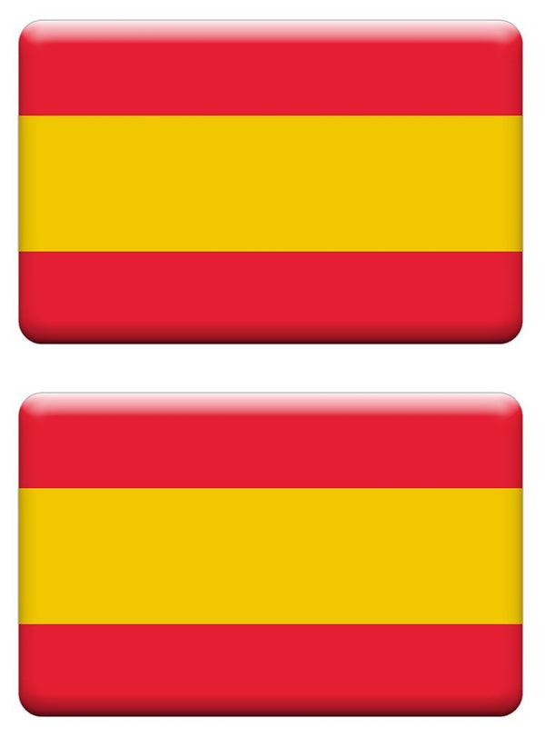 PEGATINA RECTANGULAR BANDERA DE ESPAÑA RESINA 2 UNIDADES