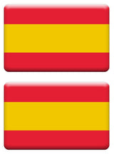 PEGATINA RECTANGULAR BANDERA DE ESPAÑA RESINA 2 UNIDADES