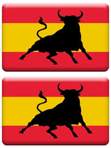 PEGATINA RECTANGULAR TORO Y BANDERA DE ESPAÑA RESINA 2 UNIDADES