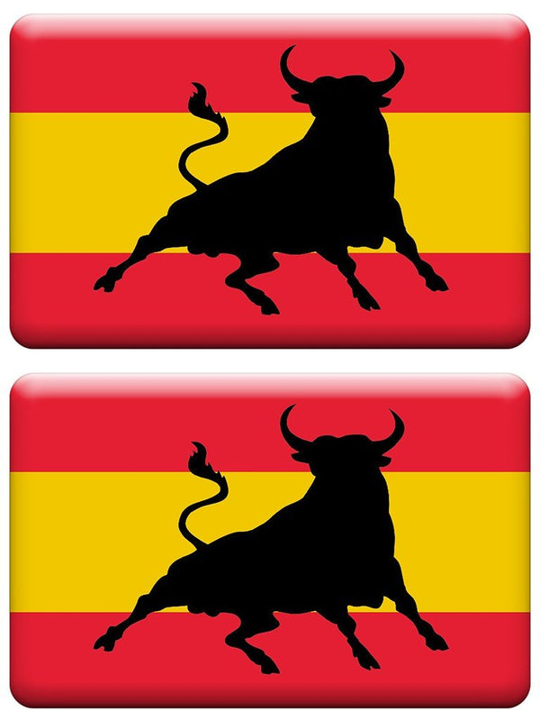 PEGATINA RECTANGULAR TORO Y BANDERA DE ESPAÑA RESINA 2 UNIDADES