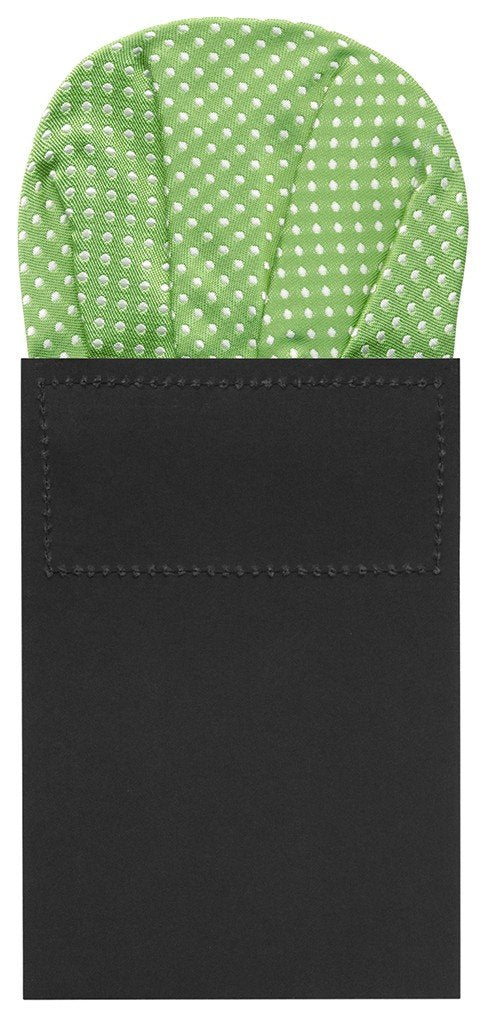 CARTON PAÑUELO DE BOLSILLO VERDE TOPOS BLANCOS