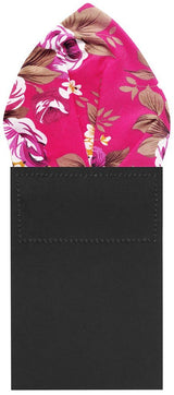 CARTON PAÑUELO DE BOLSILLO ROSA FUCSIA FLORES GRANDES