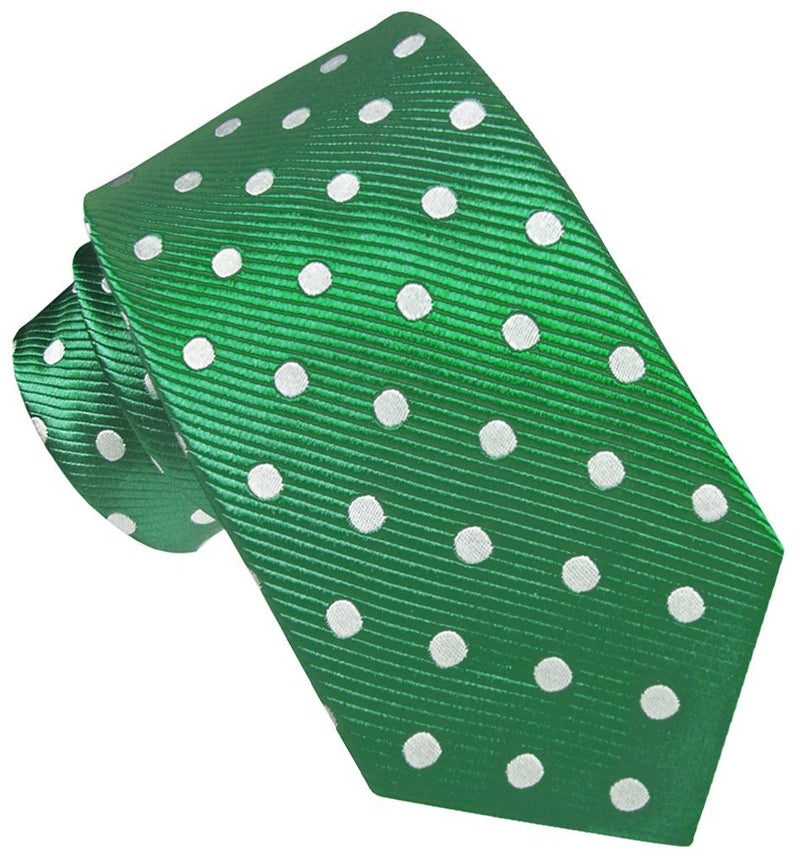 CORBATA SEDA VERDE CON LUNARES BLANCOS