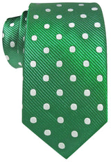 CORBATA SEDA VERDE CON LUNARES BLANCOS