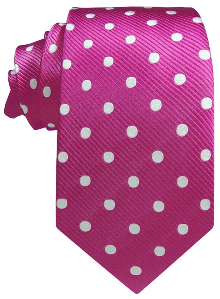 CORBATA SEDA FUCSIA CON LUNARES BLANCOS