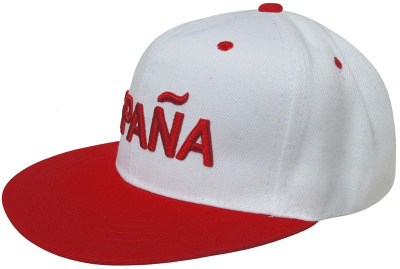 GORRA ESPAÑA BLANCA VISERA PLANA ROJA