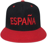 GORRA ESPAÑA NEGRA VISERA PLANA ROJA