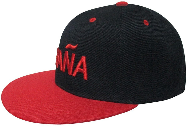 GORRA ESPAÑA NEGRA VISERA PLANA ROJA