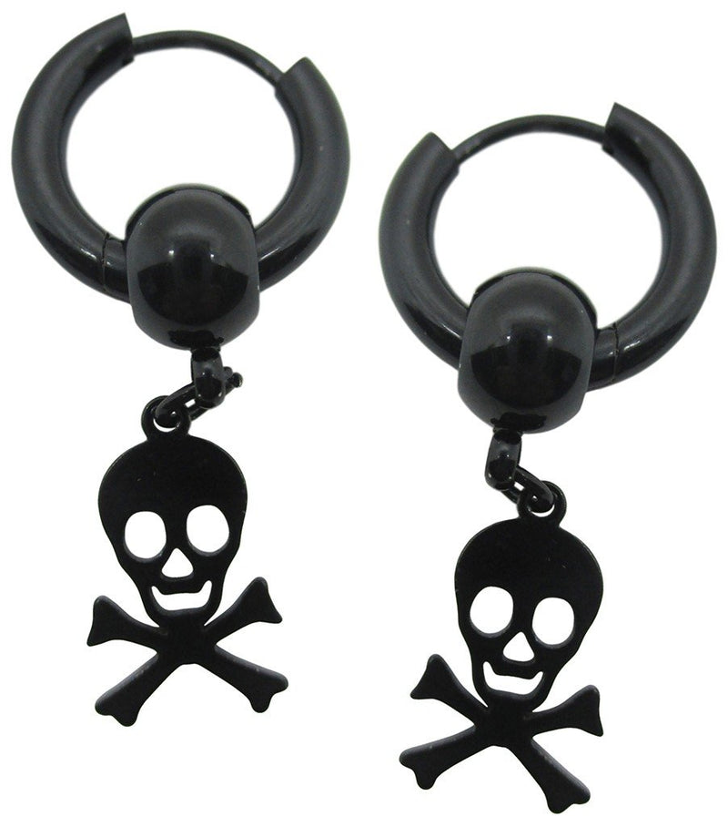 PENDIENTE ARETE ACERO NEGRO CON CALAVERA