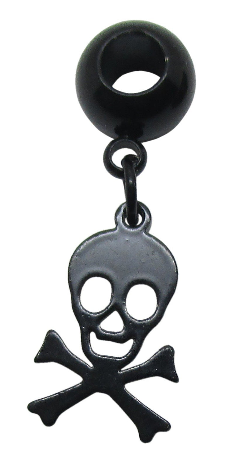 PENDIENTE ARETE ACERO NEGRO CON CALAVERA