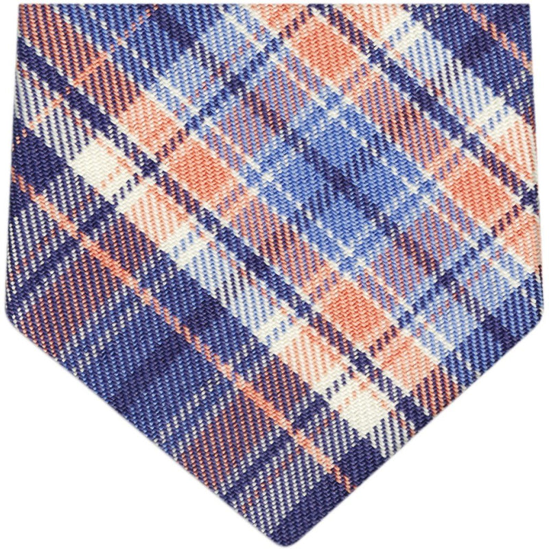 CORBATA NIÑO TARTAN AZUL Y NARANJA