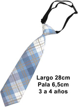 CORBATA BABY TARTAN CELESTE Y BLANCO