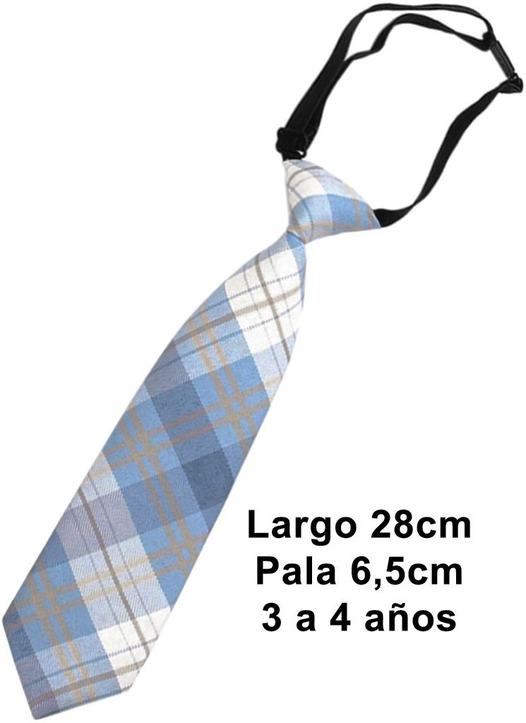 CORBATA BABY TARTAN CELESTE Y BLANCO