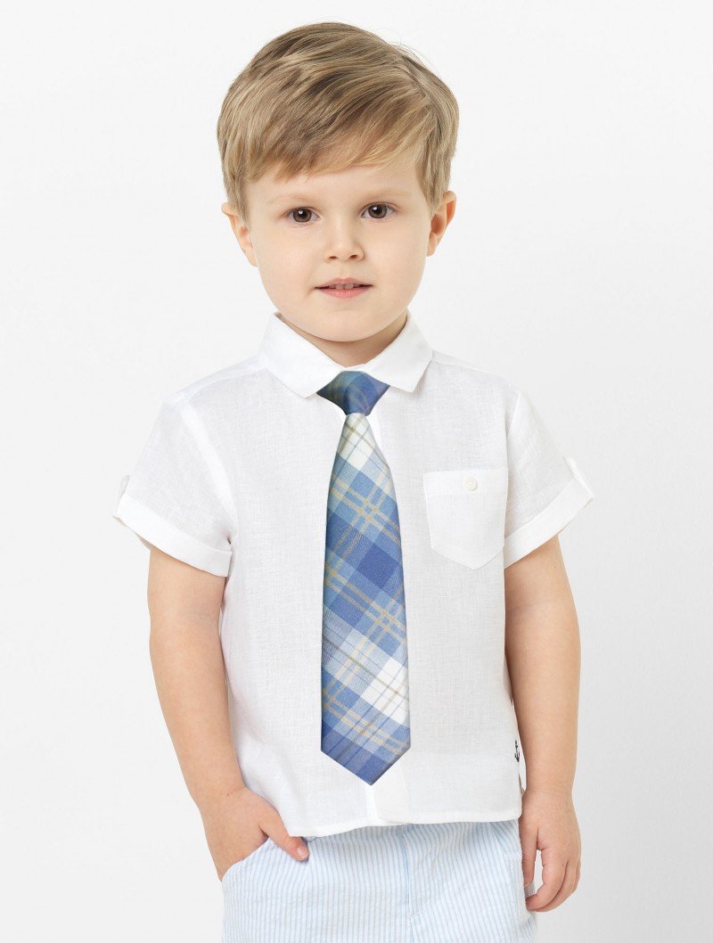 CORBATA BABY TARTAN CELESTE Y BLANCO