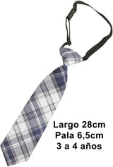 CORBATA BABY TARTAN AZUL JEANS Y BLANCO