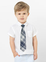 CORBATA BABY TARTAN AZUL JEANS Y BLANCO