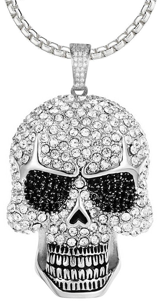 COLGANTE PARA HOMBRE CALAVERA CIRCONITAS BLANCAS