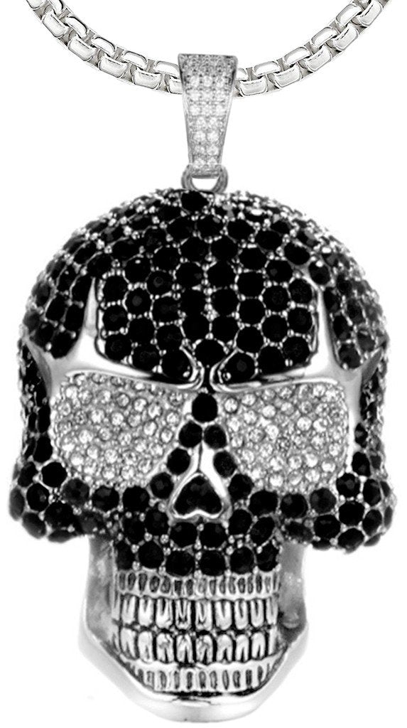 COLGANTE PARA HOMBRE CALAVERA CIRCONITAS BLANCAS