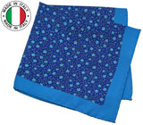 PAÑUELO DE BOLSILLO SEDA ESTAMPADA AZUL FLORES