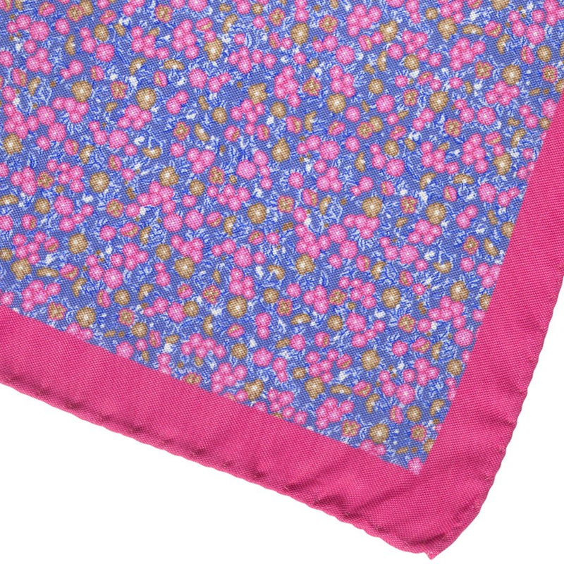 PAÑUELO DE BOLSILLO SEDA ESTAMPADA ROSA FUCSIA FLORES