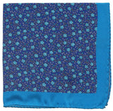 PAÑUELO DE BOLSILLO SEDA ESTAMPADA AZUL FLORES