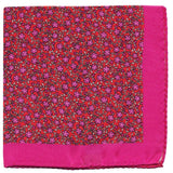 PAÑUELO DE BOLSILLO SEDA ESTAMPADA FUCSIA MOTIVO FLORAL