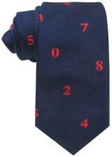 CORBATA NIÑO SEDA AZUL MARINO NUMEROS ROJOS