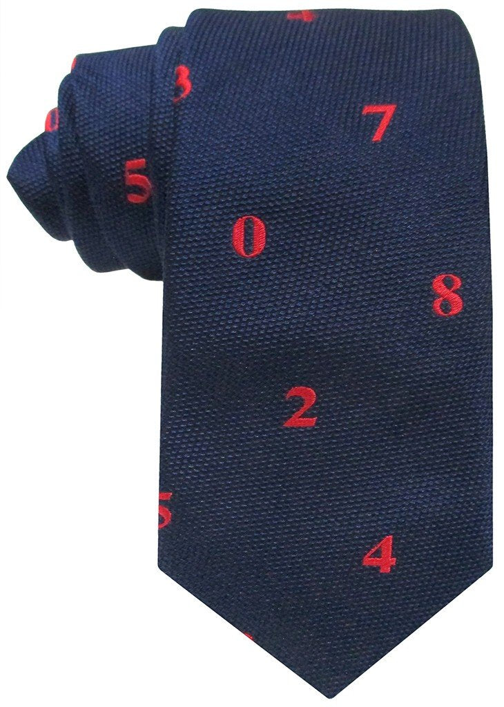 CORBATA NIÑO SEDA AZUL MARINO NUMEROS ROJOS