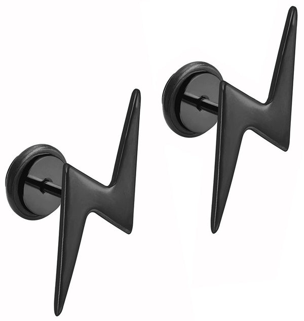 PENDIENTES RAYO ACERO NEGRO