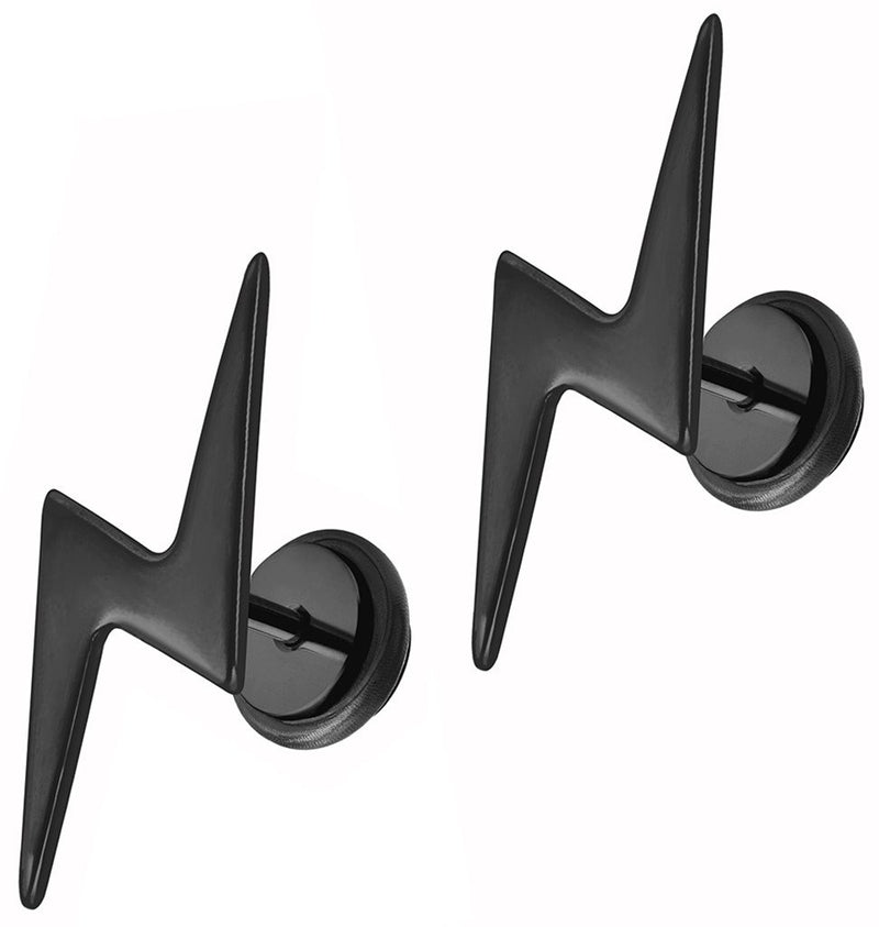 PENDIENTES RAYO ACERO NEGRO