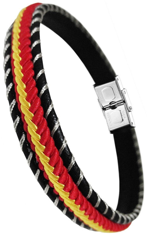 PULSERA PIEL PLANA NEGRA HILO TRENZADO ESPAÑA