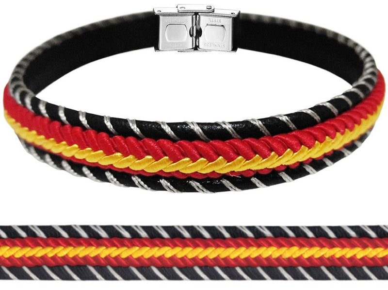 PULSERA PIEL PLANA NEGRA HILO TRENZADO ESPAÑA