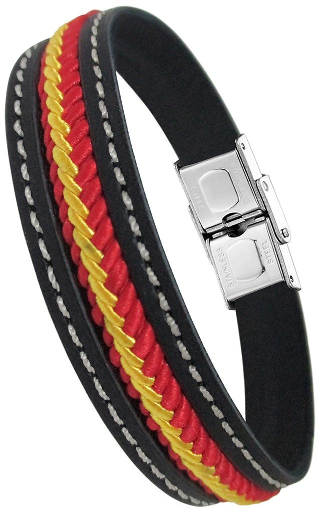 PULSERA PIEL PLANA NEGRA TRENZADO HILO ESPAÑA