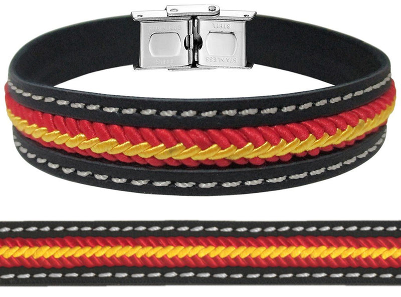 PULSERA PIEL PLANA NEGRA TRENZADO HILO ESPAÑA