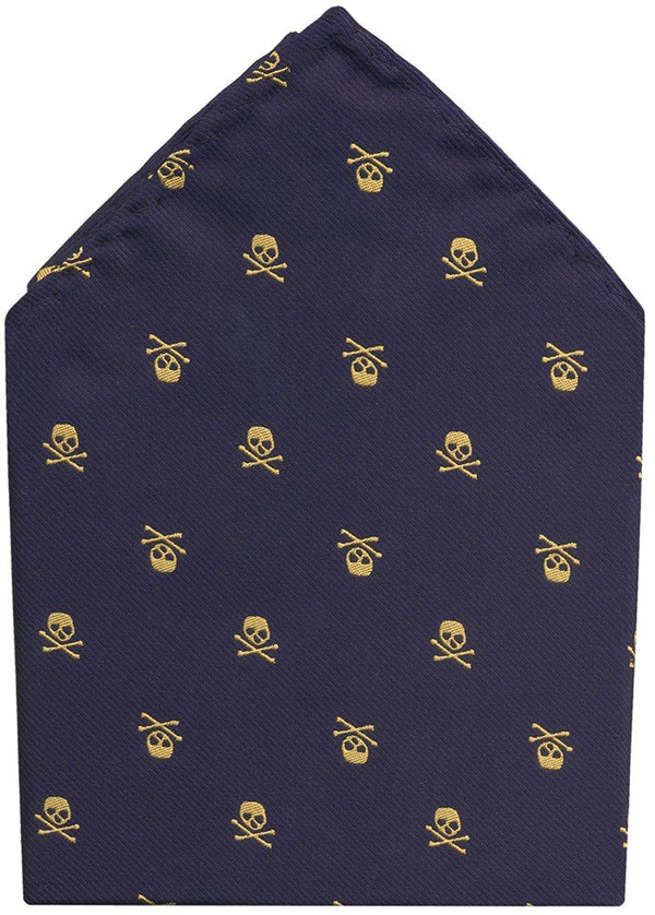 PAÑUELO DE BOLSILLO AZUL MARINO CALAVERAS DORADAS