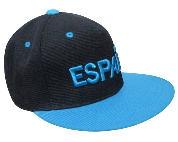 GORRA ESPAÑA NEGRA VISERA PLANA AZUL