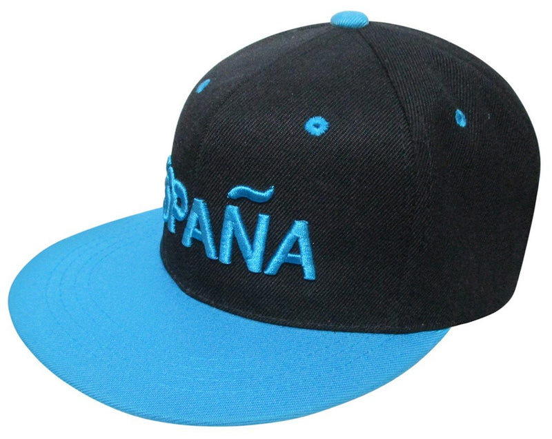 GORRA ESPAÑA NEGRA VISERA PLANA AZUL