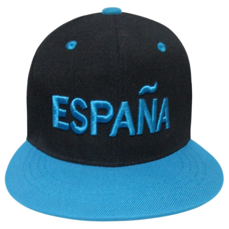 GORRA ESPAÑA NEGRA VISERA PLANA AZUL