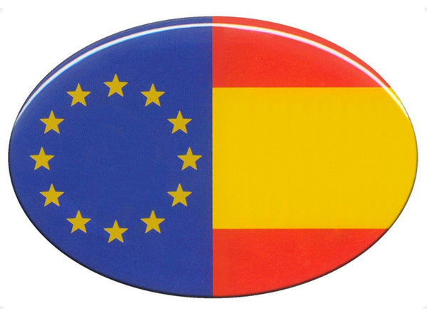 PEGATINA OVALADA BANDERA ESPAÑA Y EUROPA