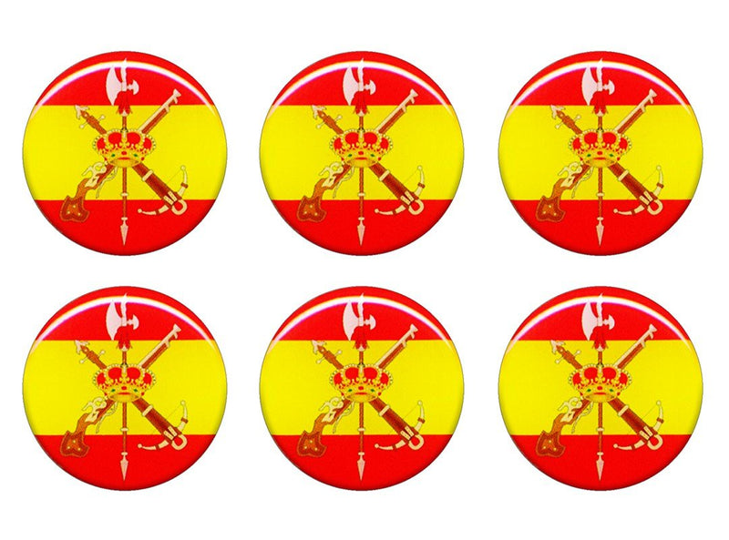 PEGATINA CIRCULAR BANDERA ESPAÑA ESCUDO LA LEGION 22mm.