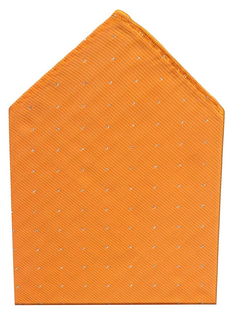 PAÑUELO DE BOLSILLO NARANJA MICROTOPOS PLATA