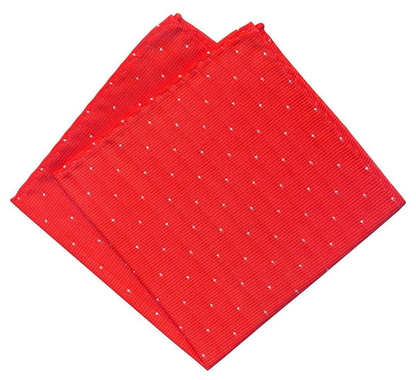 PAÑUELO DE BOLSILLO ROJO MICROTOPOS PLATA