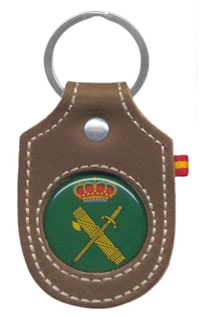 LLAVERO CUERO MARRON LOGO GUARDIA CIVIL