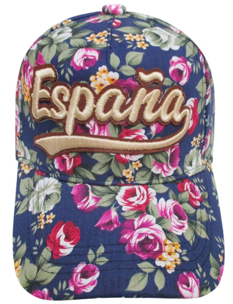 GORRA ESPAÑA AZUL MARINO DISEÑO FLORAL