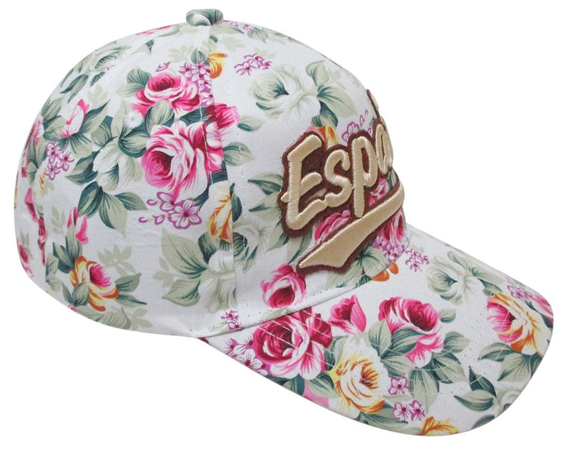 GORRA ESPAÑA BLANCA DISEÑO FLORAL