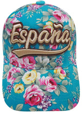 GORRA ESPAÑA AZUL TURQUESA DISEÑO FLORAL