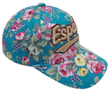 GORRA ESPAÑA AZUL TURQUESA DISEÑO FLORAL