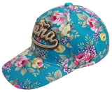 GORRA ESPAÑA AZUL TURQUESA DISEÑO FLORAL